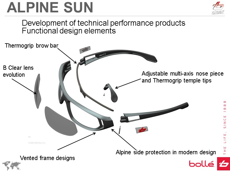 ALPINE SUN Development of technical performance products Alpine side protection in modern design Functional